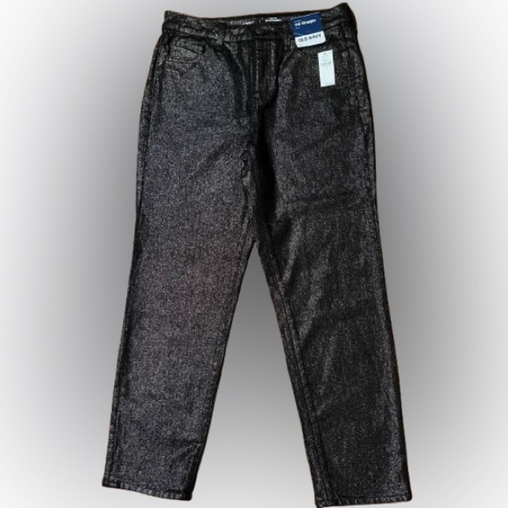 NWT Old Navy OG Straight High Rise Ankle Sparkling Black Denim Jeans Size 2